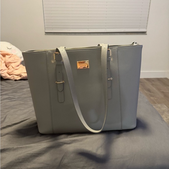 grey faux leather laptop purse/bag - Picture 1 of 15